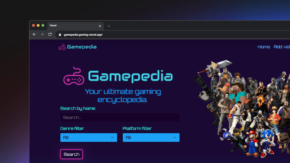 Captura del proyecto Gamepedia