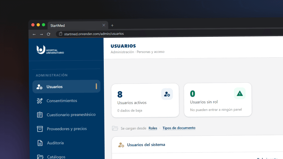 Captura del proyecto StartMed